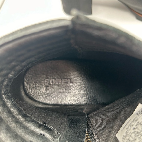 Sorel Women's Black Danica Leather Zip Block Heel Ankle Bootie Sz 10 - Picture 12 of 13